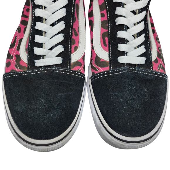 Vans Shoes Mens 12 Old Skool Black Suede Pink Leopard Cheetah Suede Low Tops - Picture 5 of 13